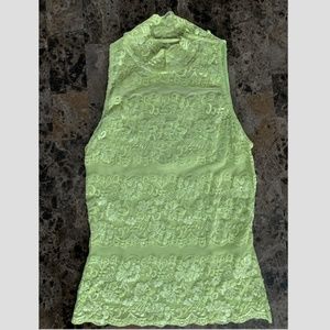 Cache Lace Sleeveless Crop Top Turtle Neck.